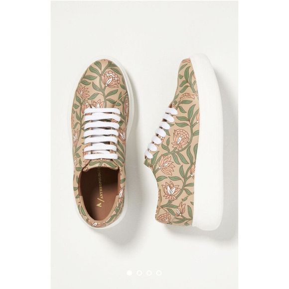 Anthropologie Shoes - Anthropologie Floral Athletic Shoes - Green and Pink